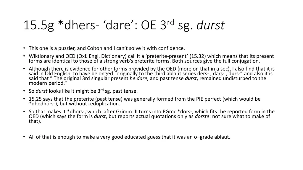 15 5g dhers dare oe 3 rd sg durst