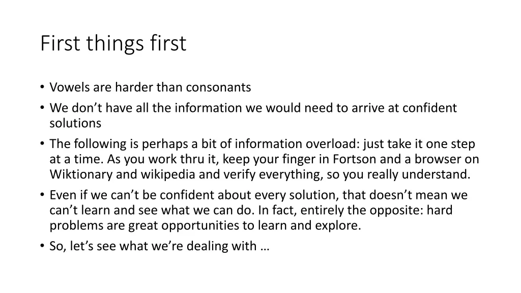 first things first