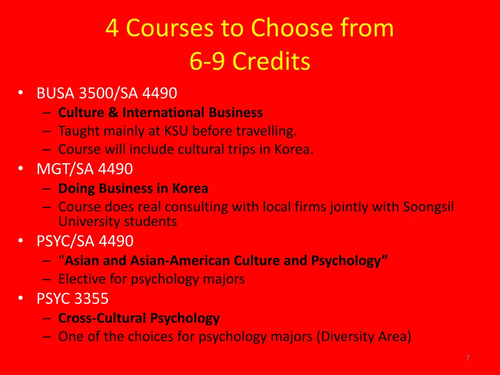 4 courses to choose from 6 9 credits busa 3500