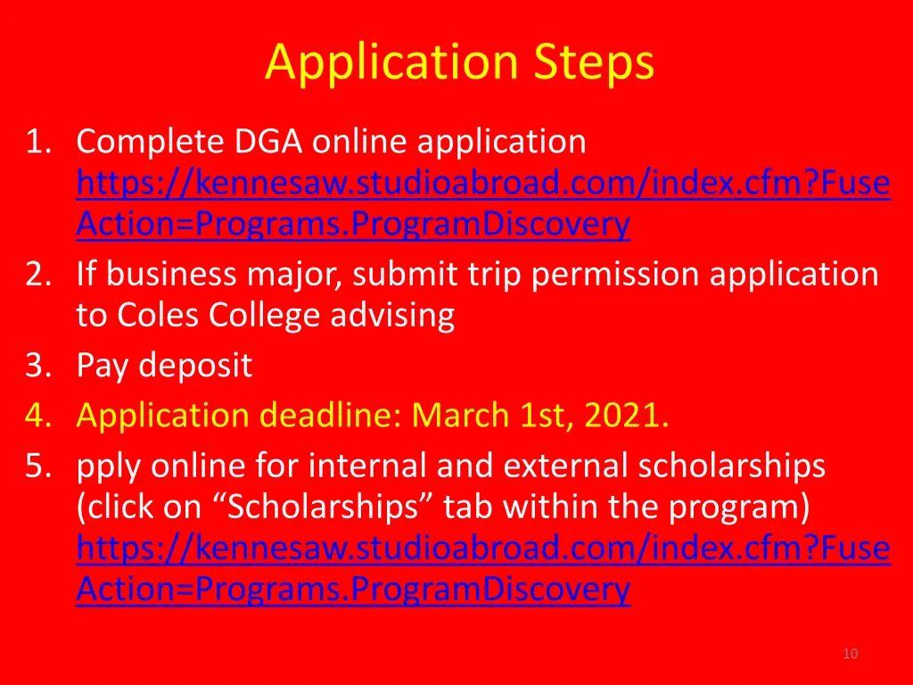 application steps