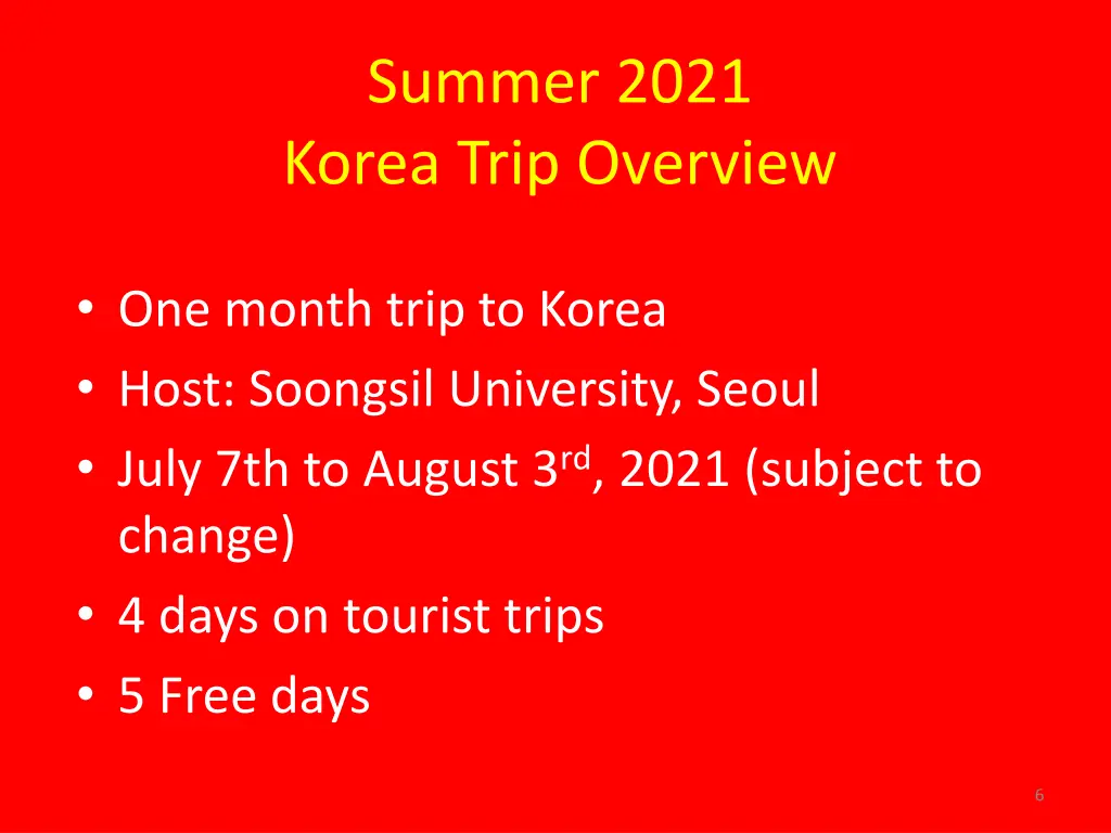 summer 2021 korea trip overview