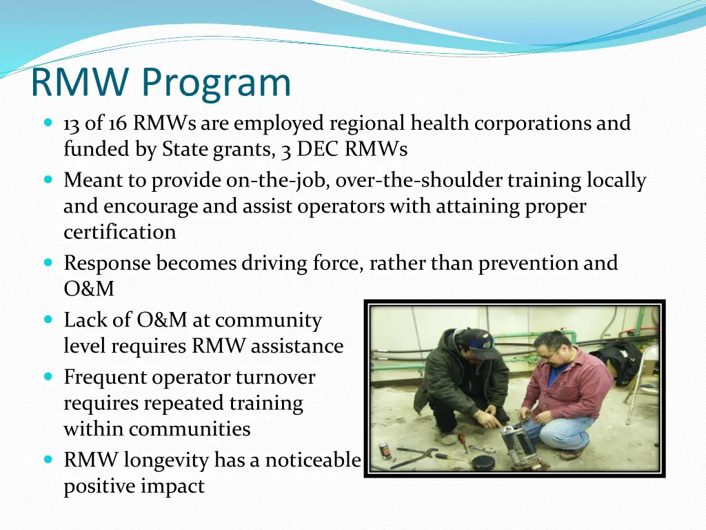 rmw program 13 of 16 rmws are employed regional