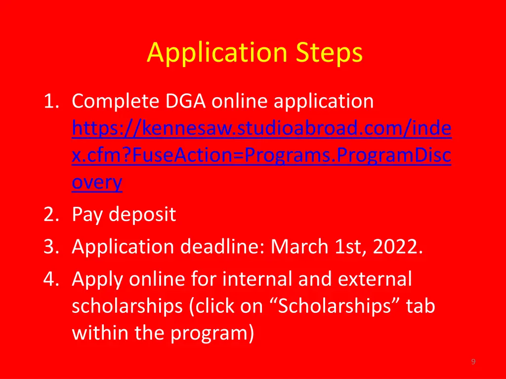 application steps