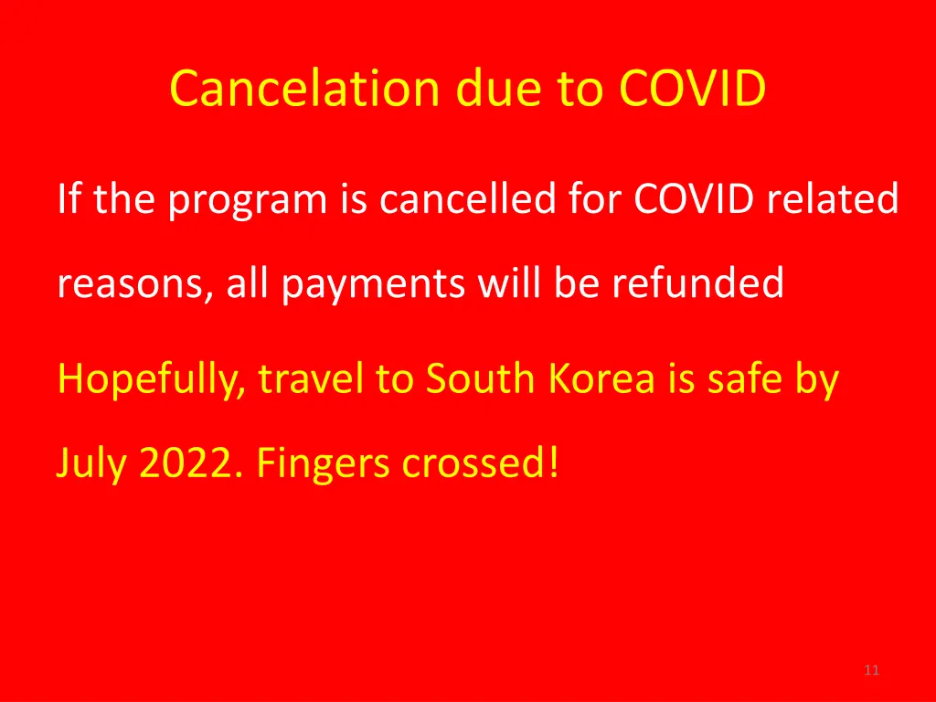 cancelation due to covid