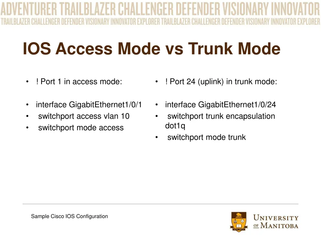 ios access mode vs trunk mode