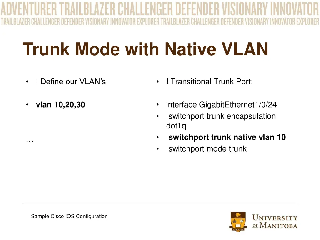 trunk mode with native vlan