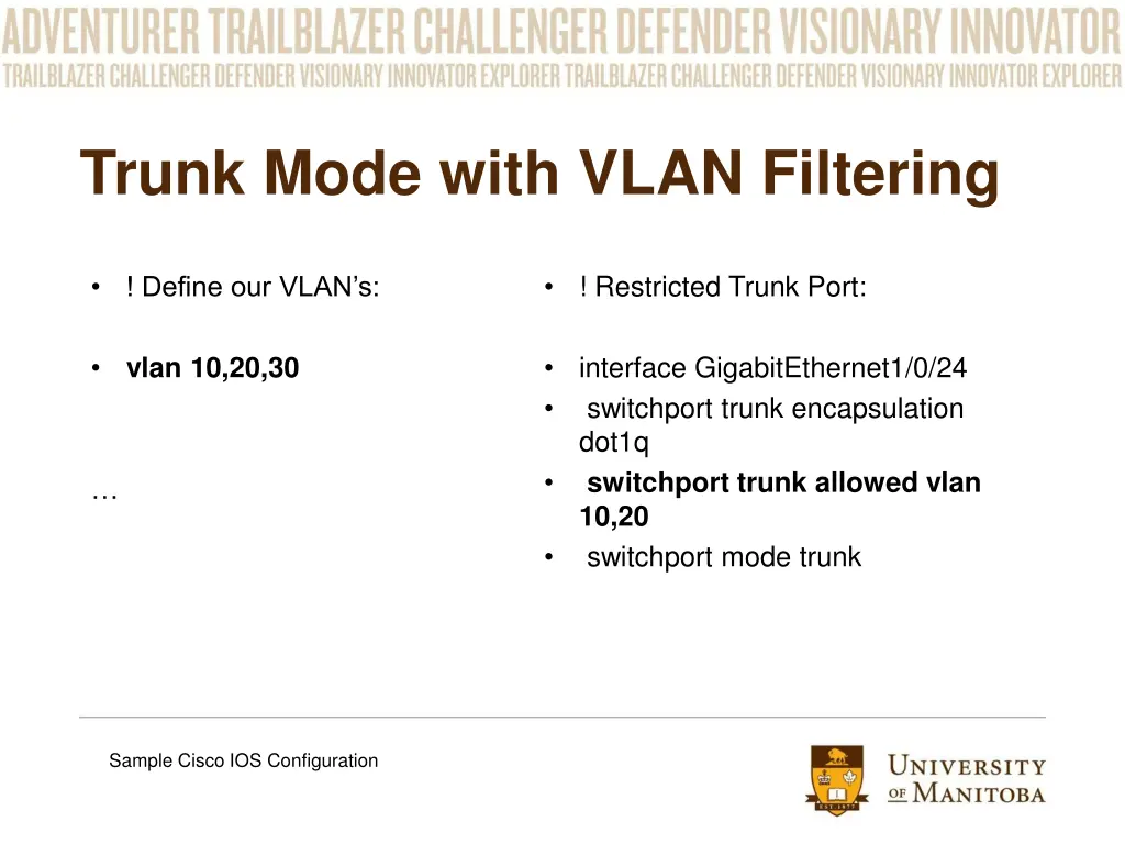 trunk mode with vlan filtering