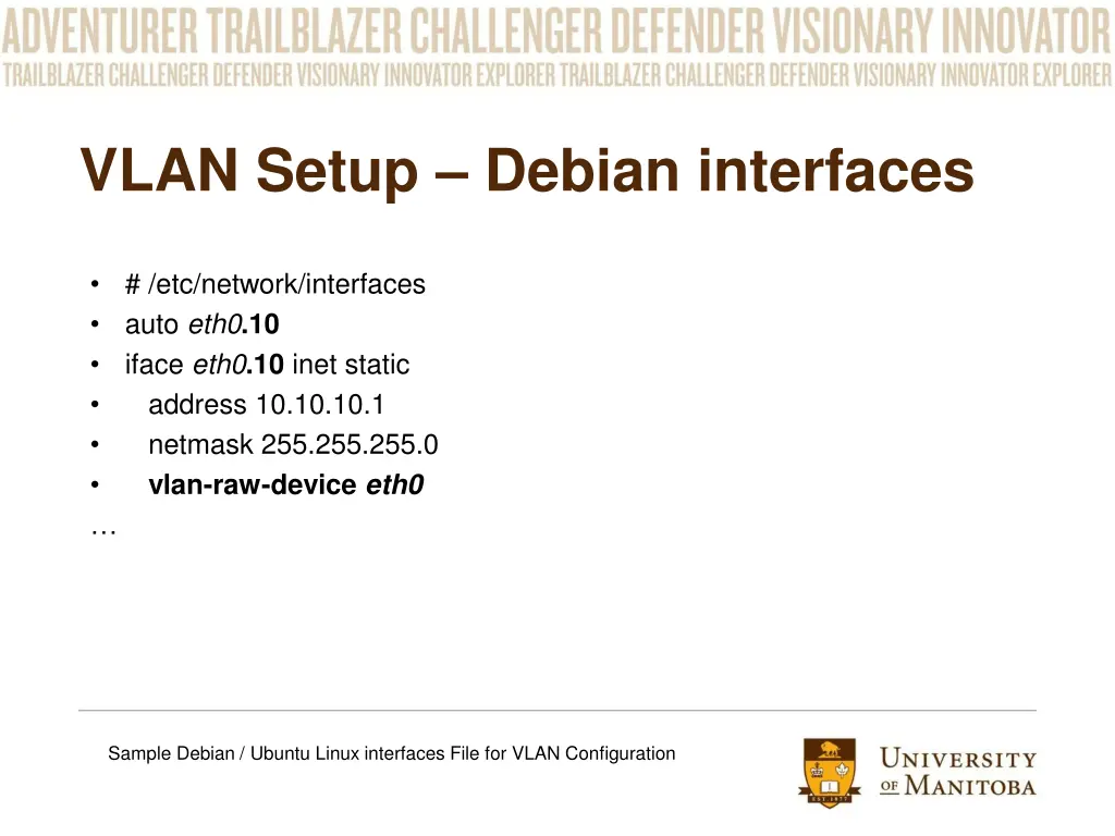 vlan setup debian interfaces
