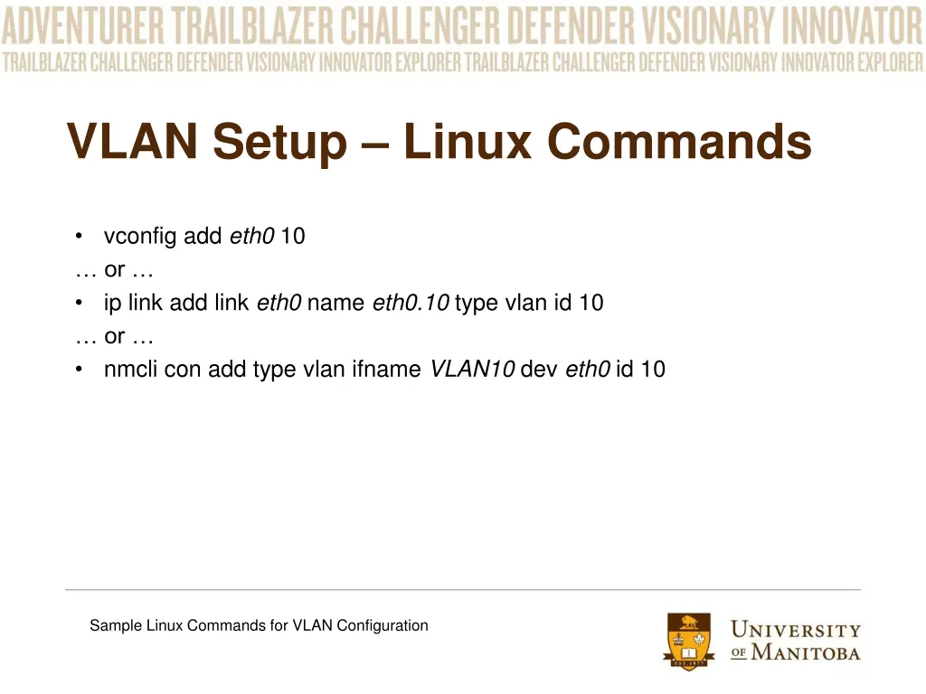 vlan setup linux commands