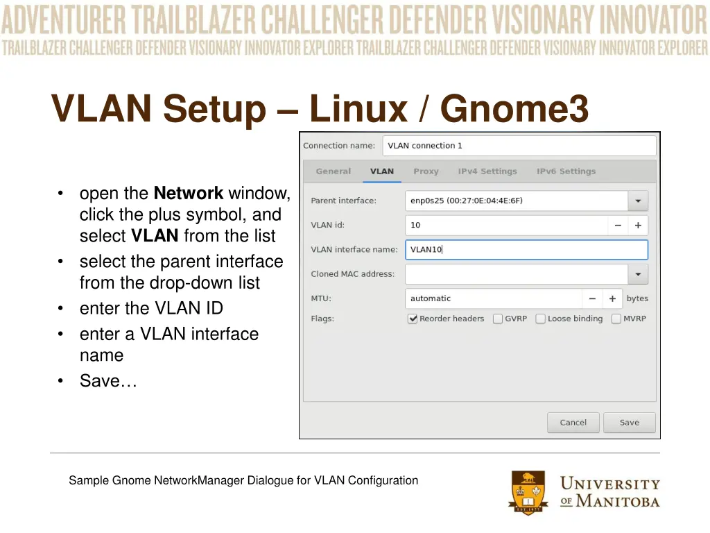 vlan setup linux gnome3