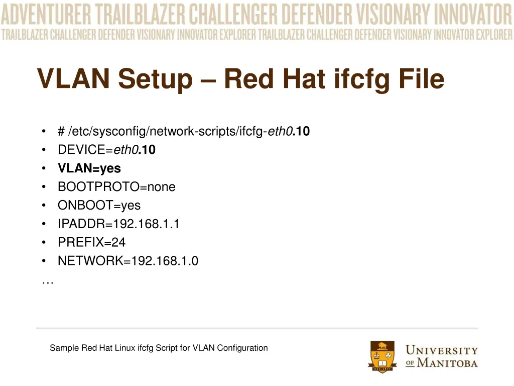 vlan setup red hat ifcfg file