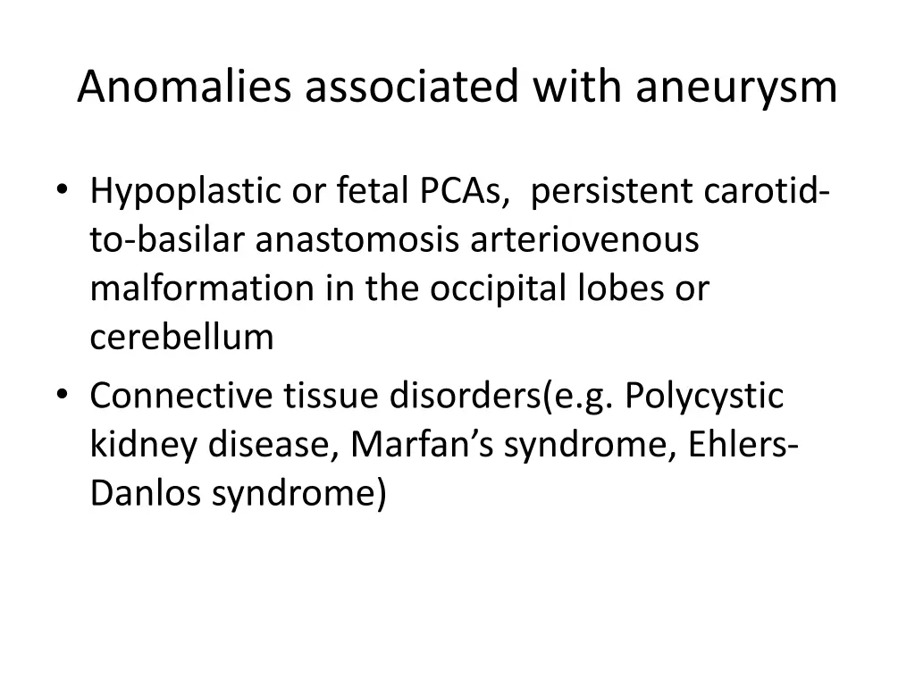 anomalies associated with aneurysm