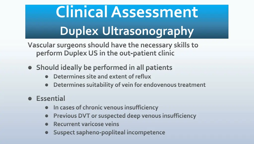 clinical assessment duplex ultrasonography