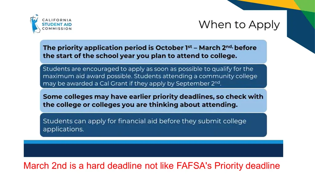 march 2nd is a hard deadline not like fafsa