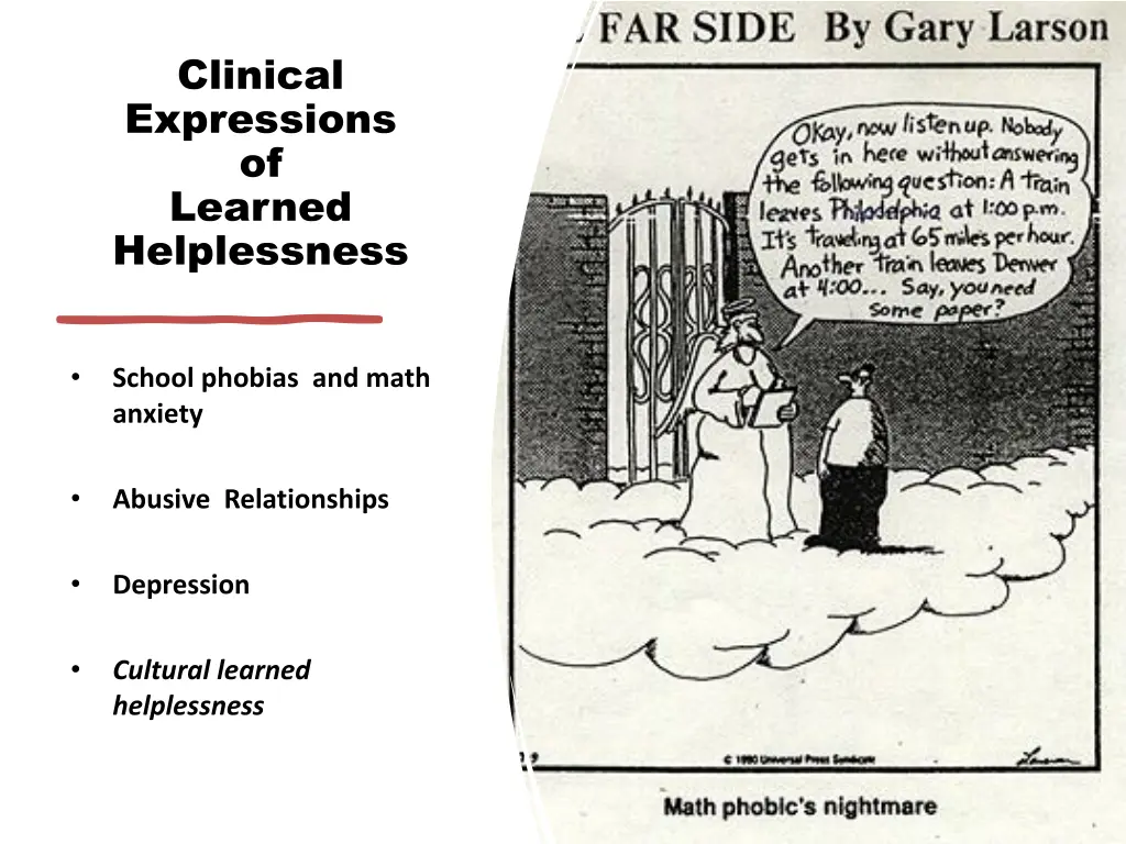 clinical expressions of learned helplessness