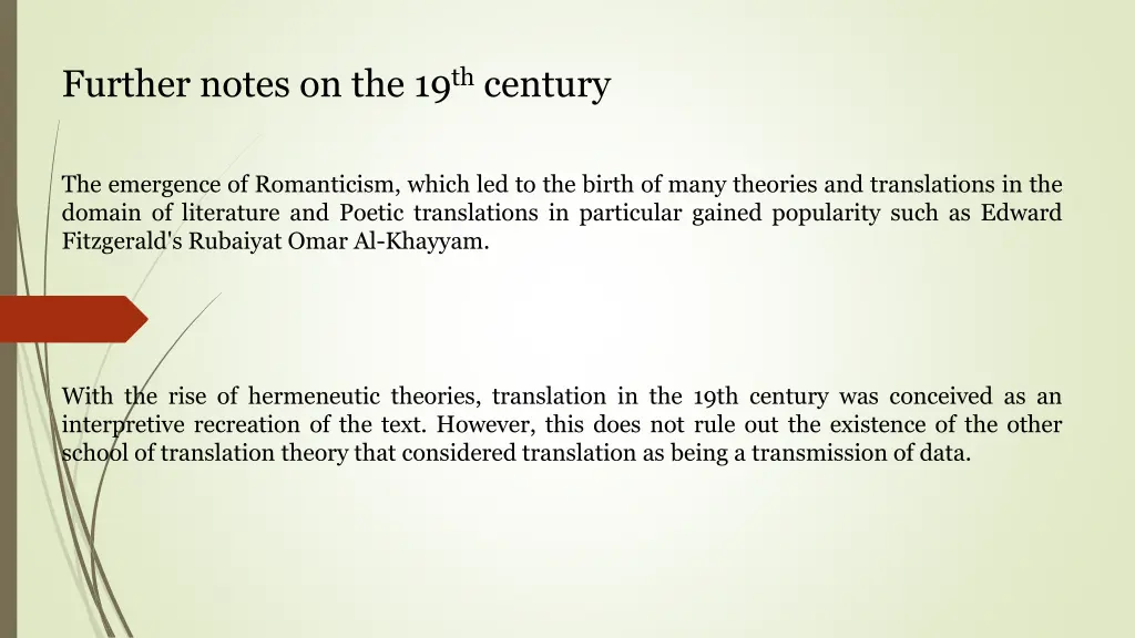 further notes on the 19 th century