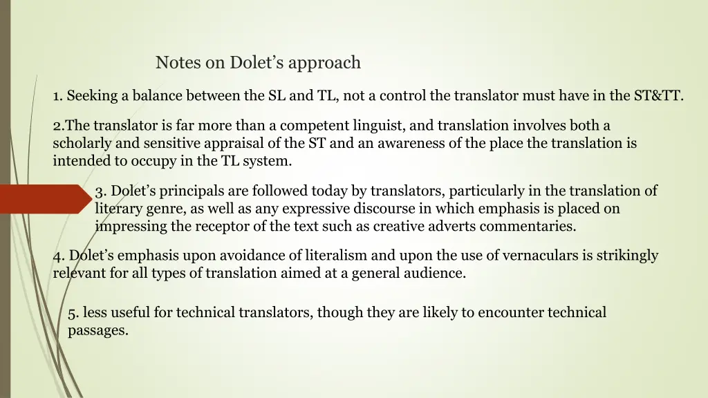 notes on dolet s approach