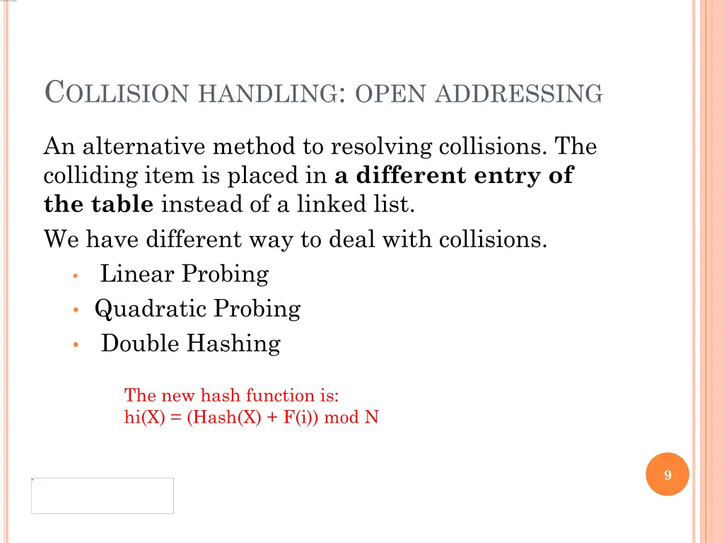 c ollision handling open addressing