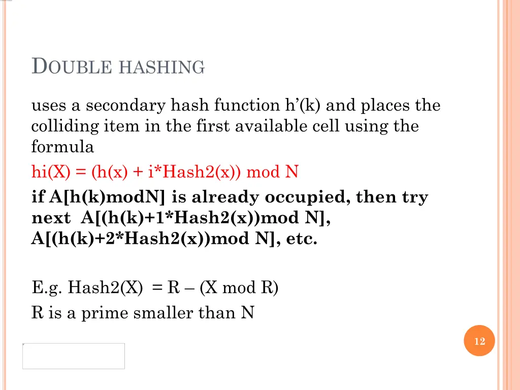 d ouble hashing
