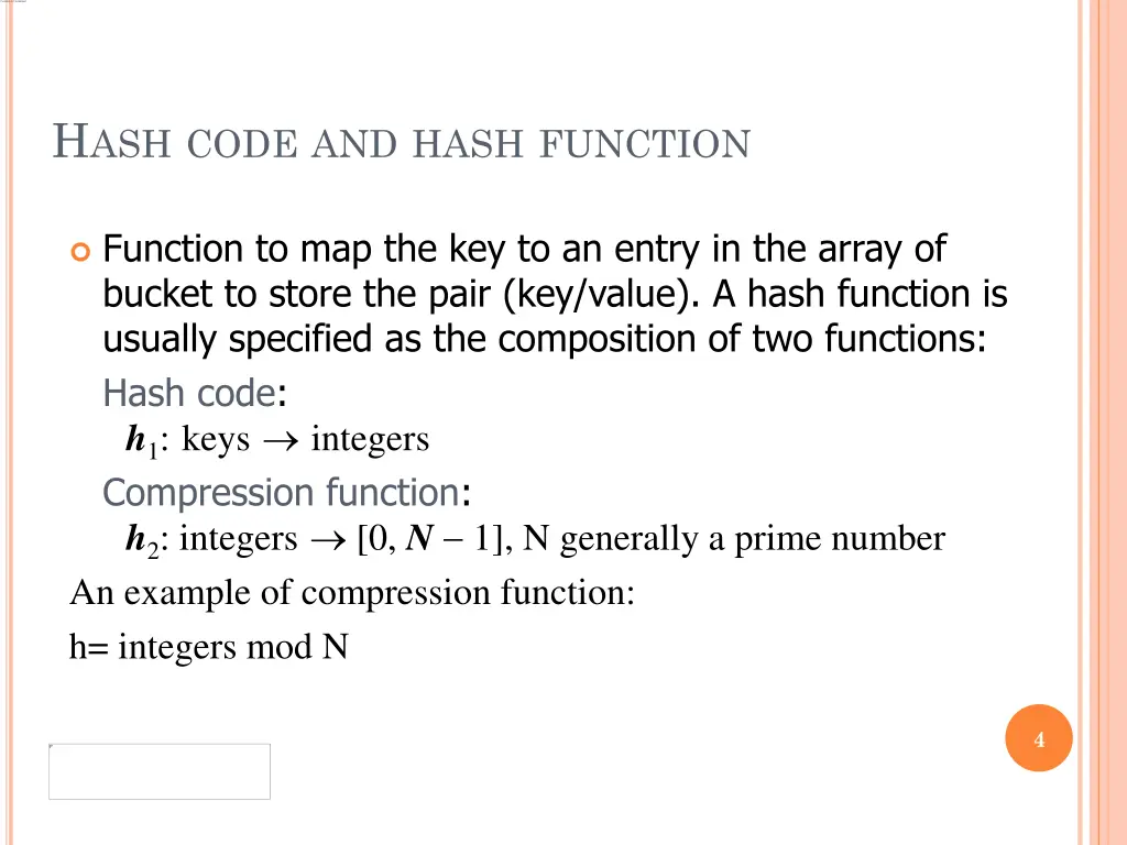 h ash code and hash function