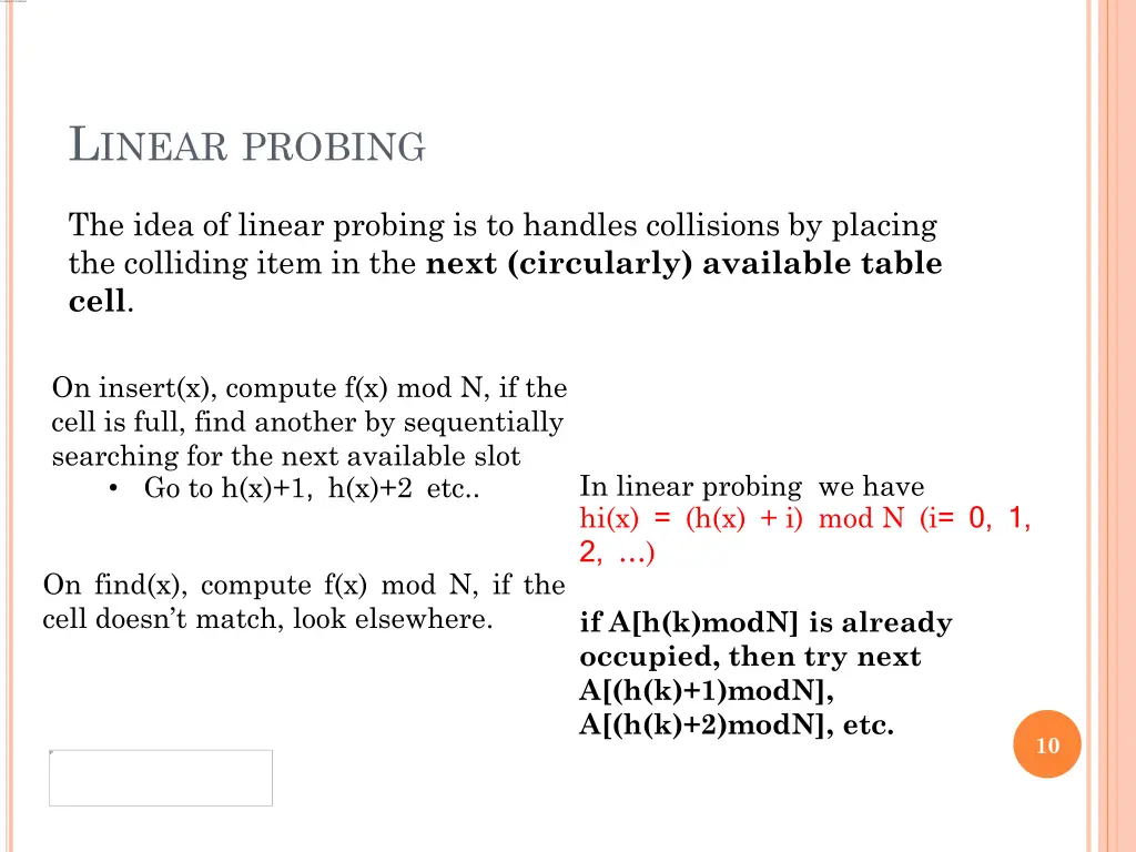 l inear probing