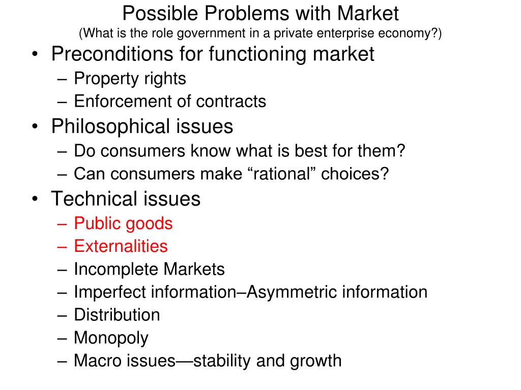 possible problems with market what is the role