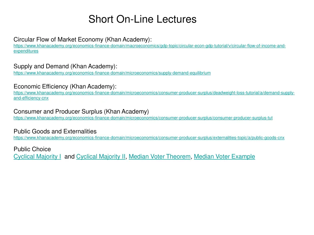 short on line lectures