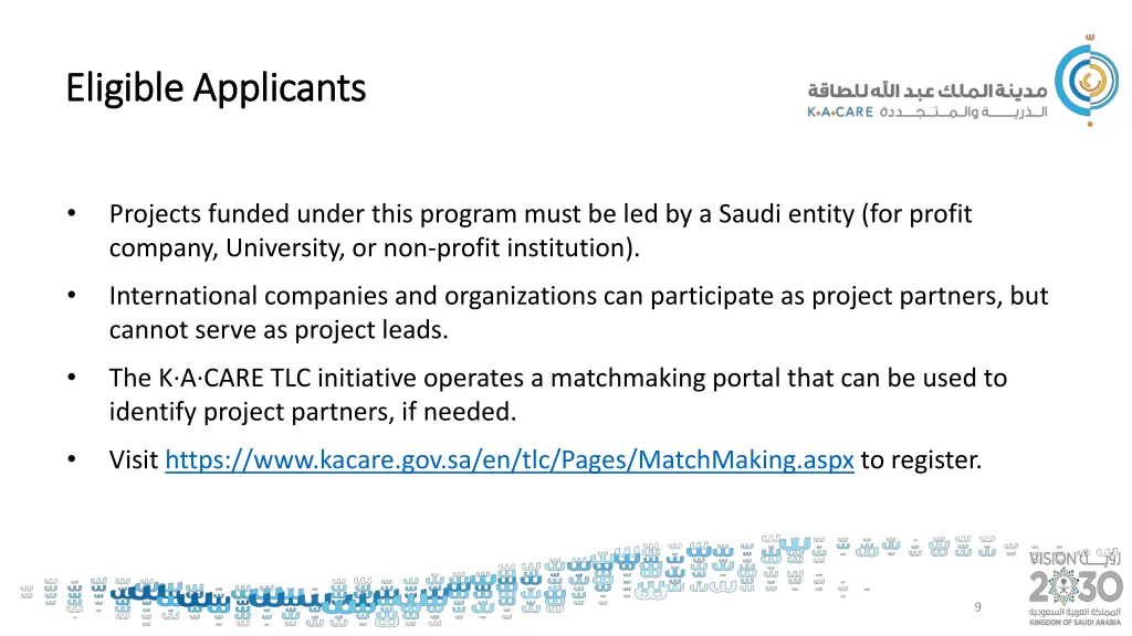 eligible applicants eligible applicants