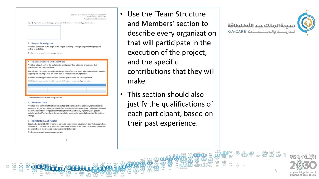 use the team structure and members section