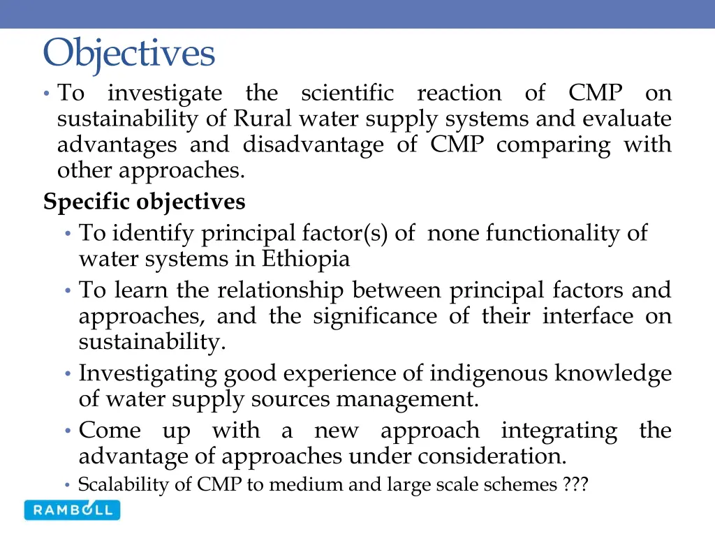objectives to investigate sustainability of rural