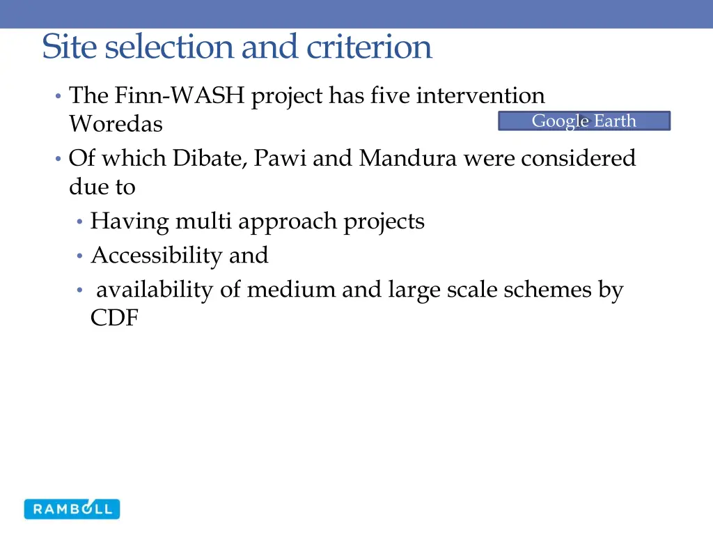 site selection and criterion