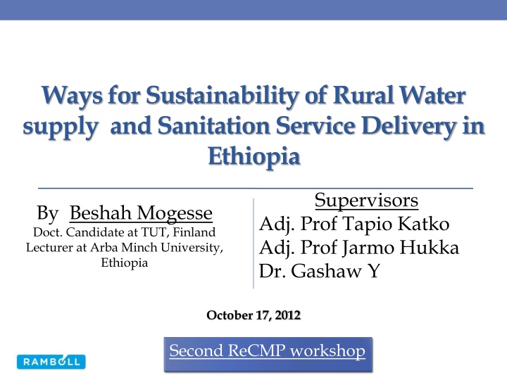 ways for sustainability of rural water supply