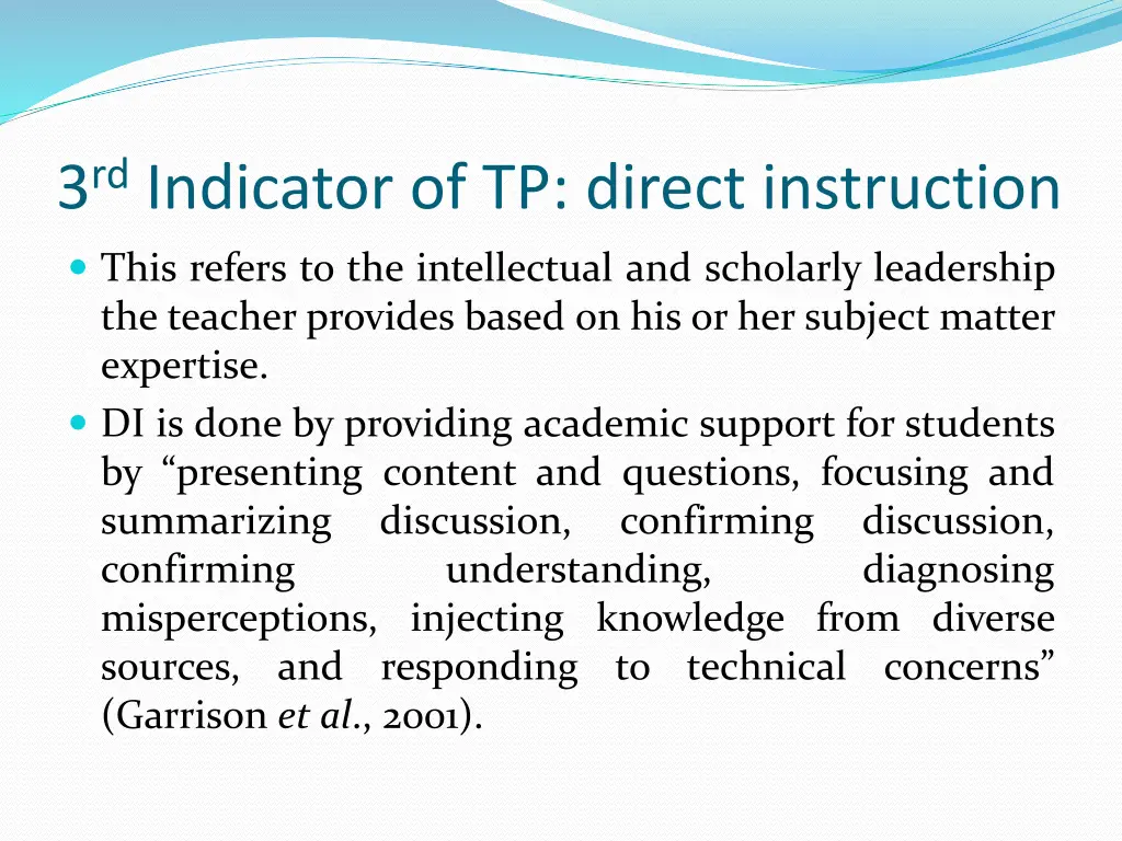 3 rd indicator of tp direct instruction