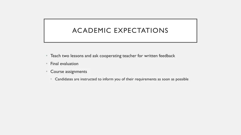 academic expectations