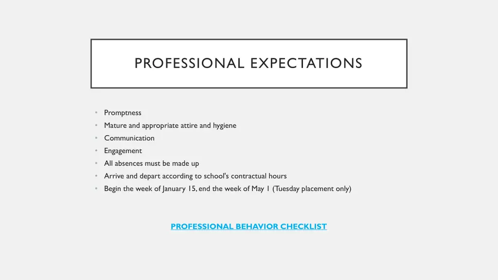 professional expectations