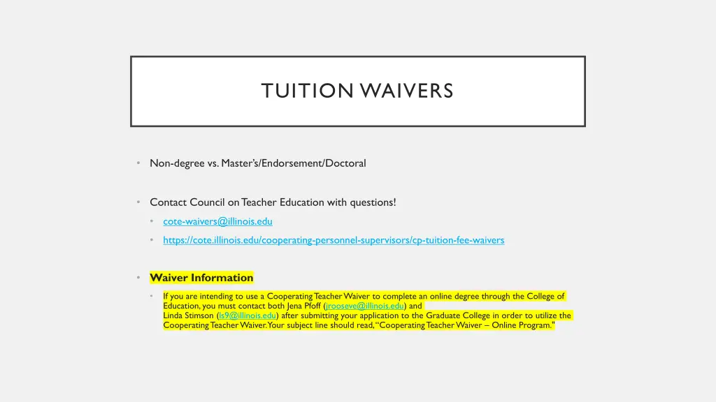 tuition waivers