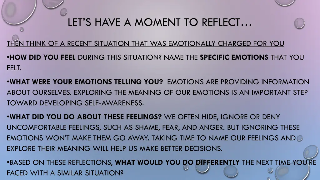 let s have a moment to reflect 1