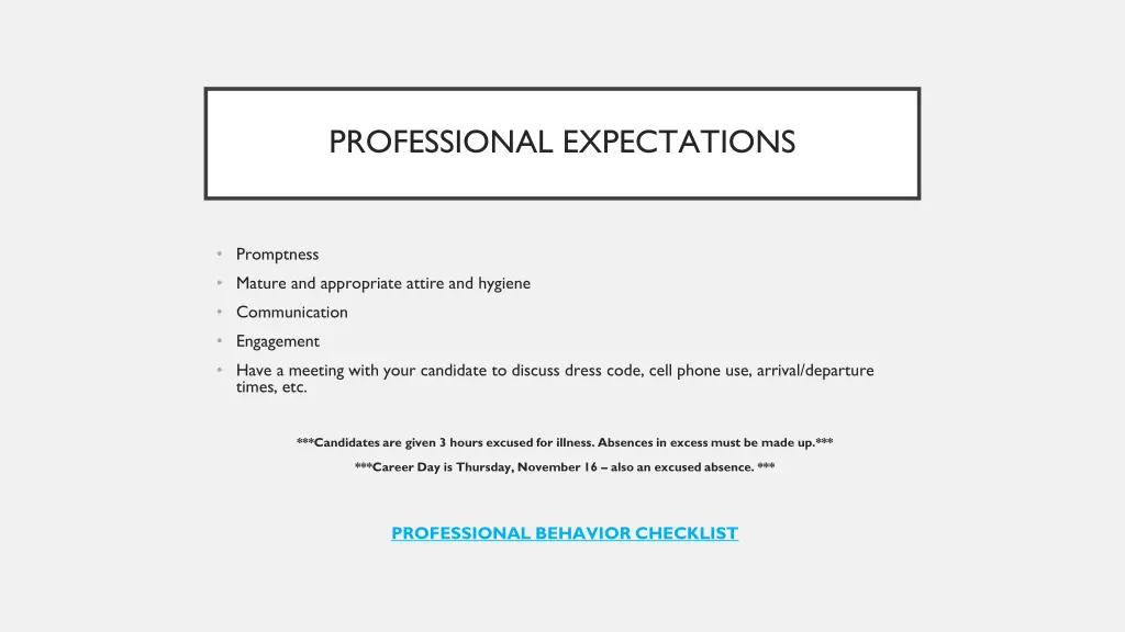 professional expectations