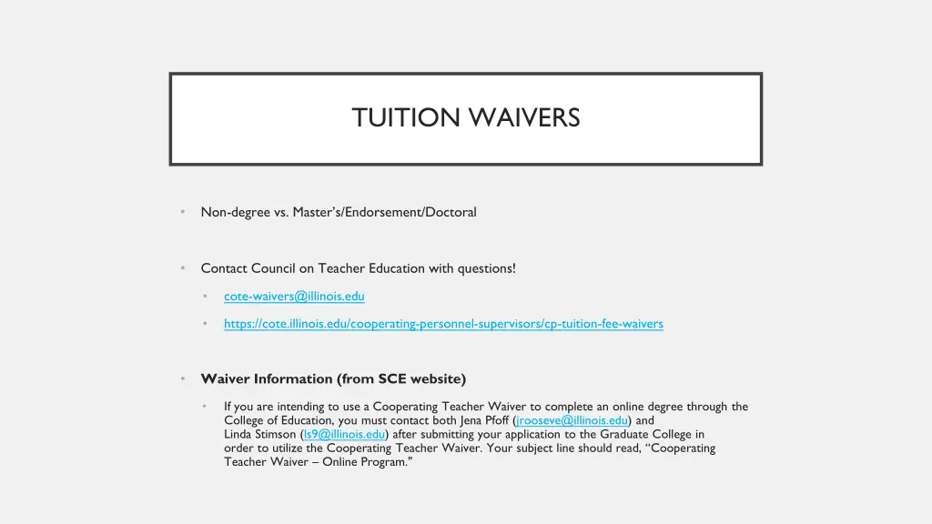 tuition waivers