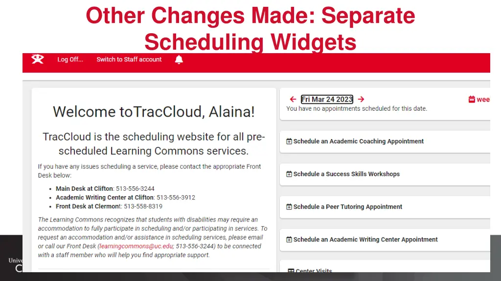 other changes made separate scheduling widgets