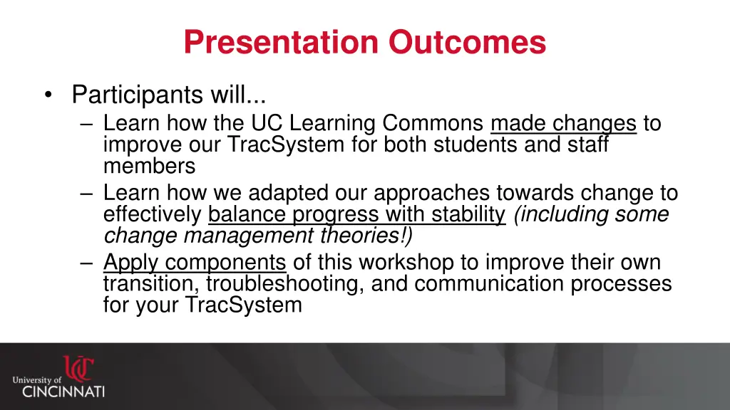 presentation outcomes