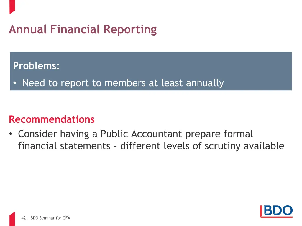 annual financial reporting