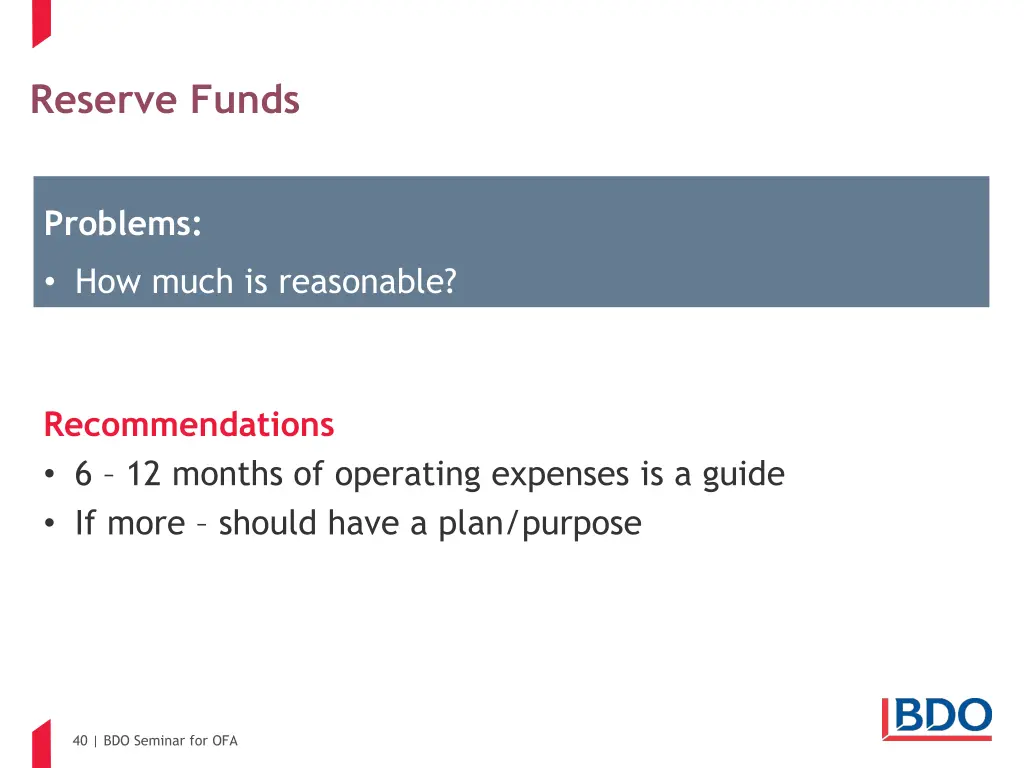 reserve funds