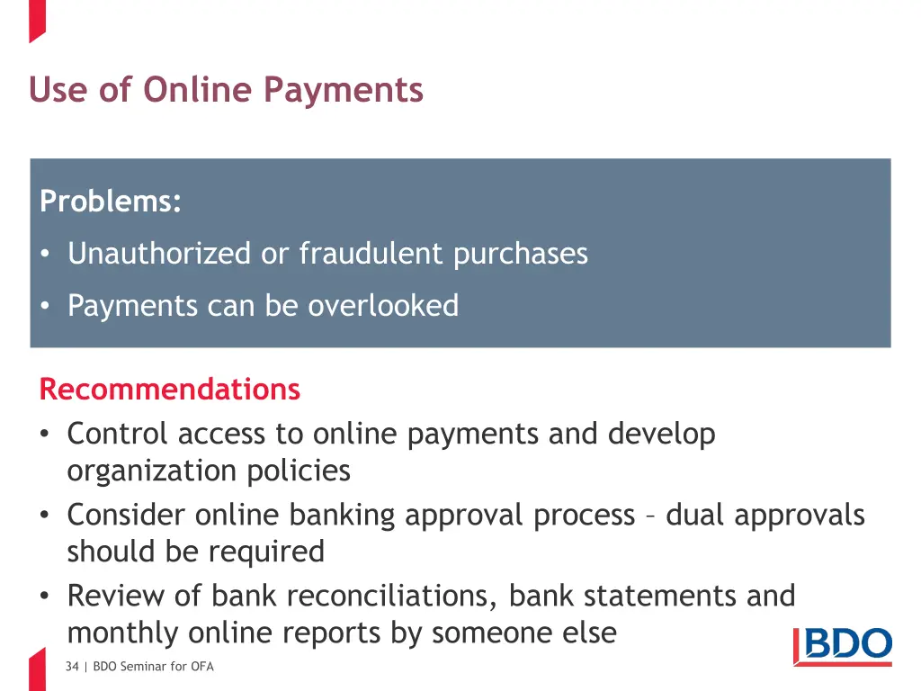 use of online payments
