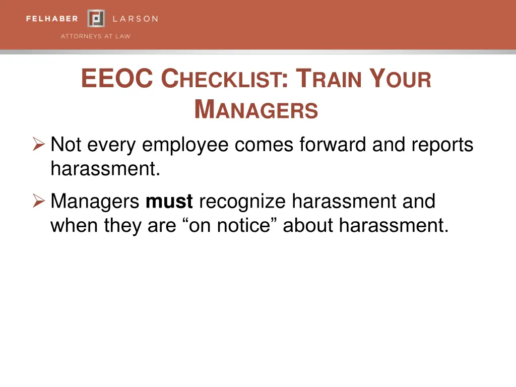 eeoc c hecklist t rain y our m anagers