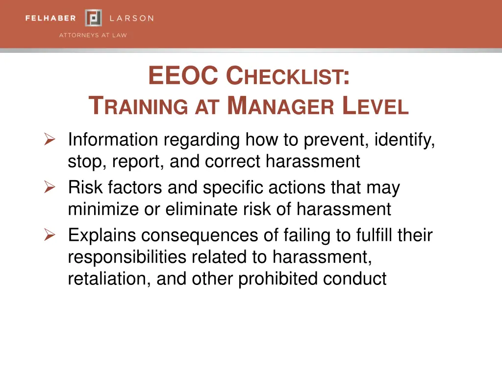 eeoc c hecklist t raining at m anager l evel
