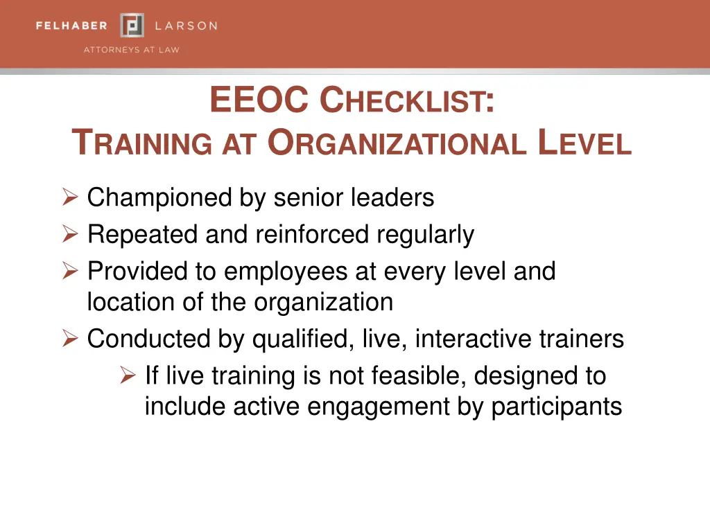 eeoc c hecklist t raining at o rganizational