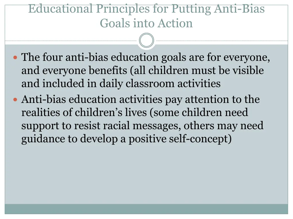 educational principles for putting anti bias