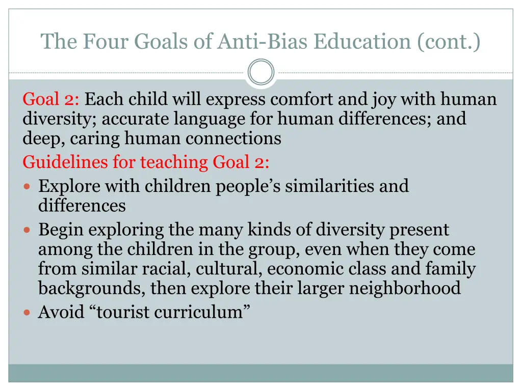 the four goals of anti bias education cont