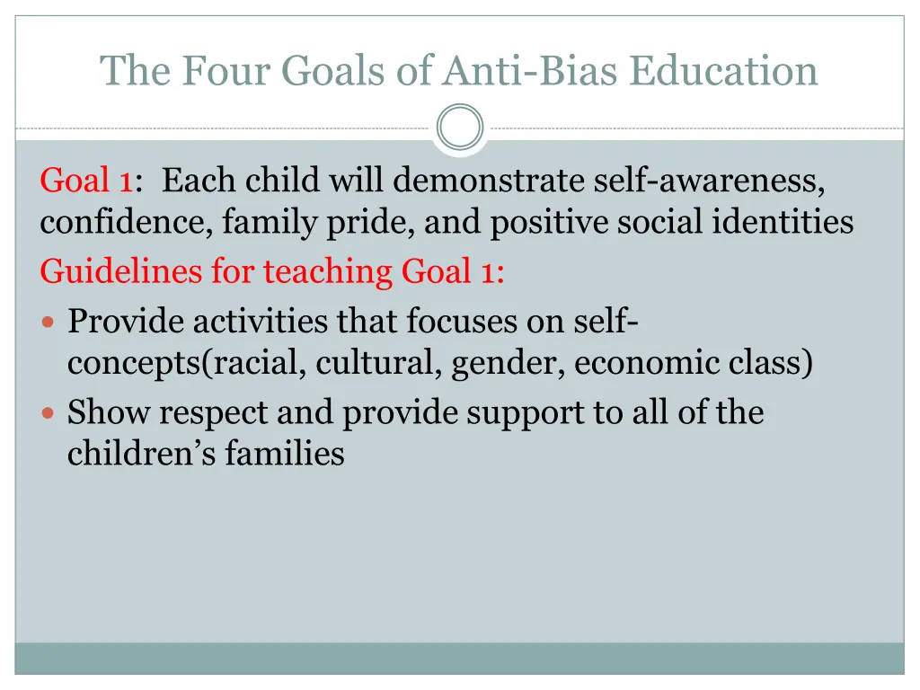the four goals of anti bias education